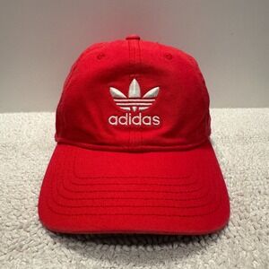 Adidas Hat Cap Trefoil Red Strap Back Cotton Dad Adjustable Unisex OSFA Casual